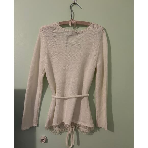 Storybook Knits Sweaters - Vintage by Storybook Knits Lace Trim Coquette  Sweater M FairyBoho Cottage